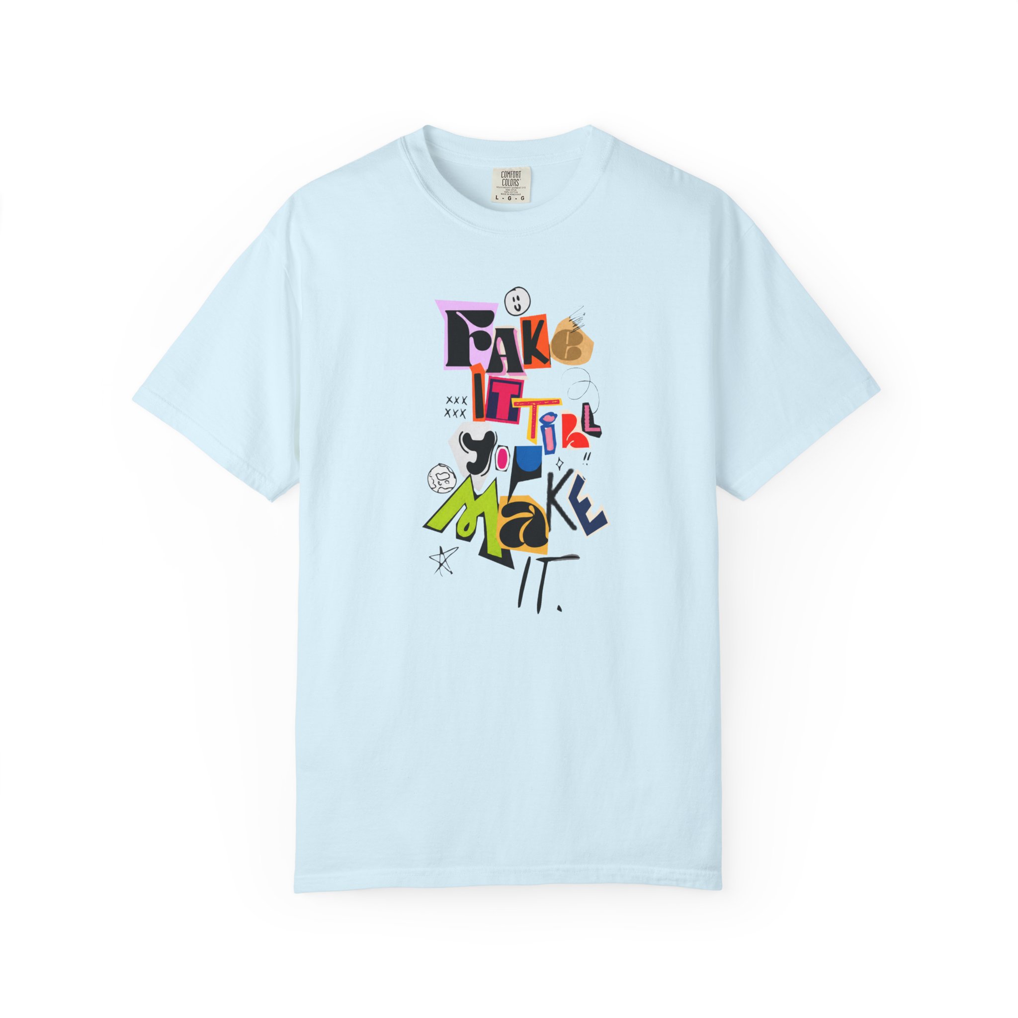 Colorful Make It graphic tee with creative hand lettering