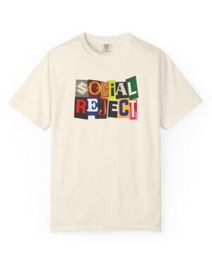 Social Reject Graphic T-Shirt front view with cutout typography