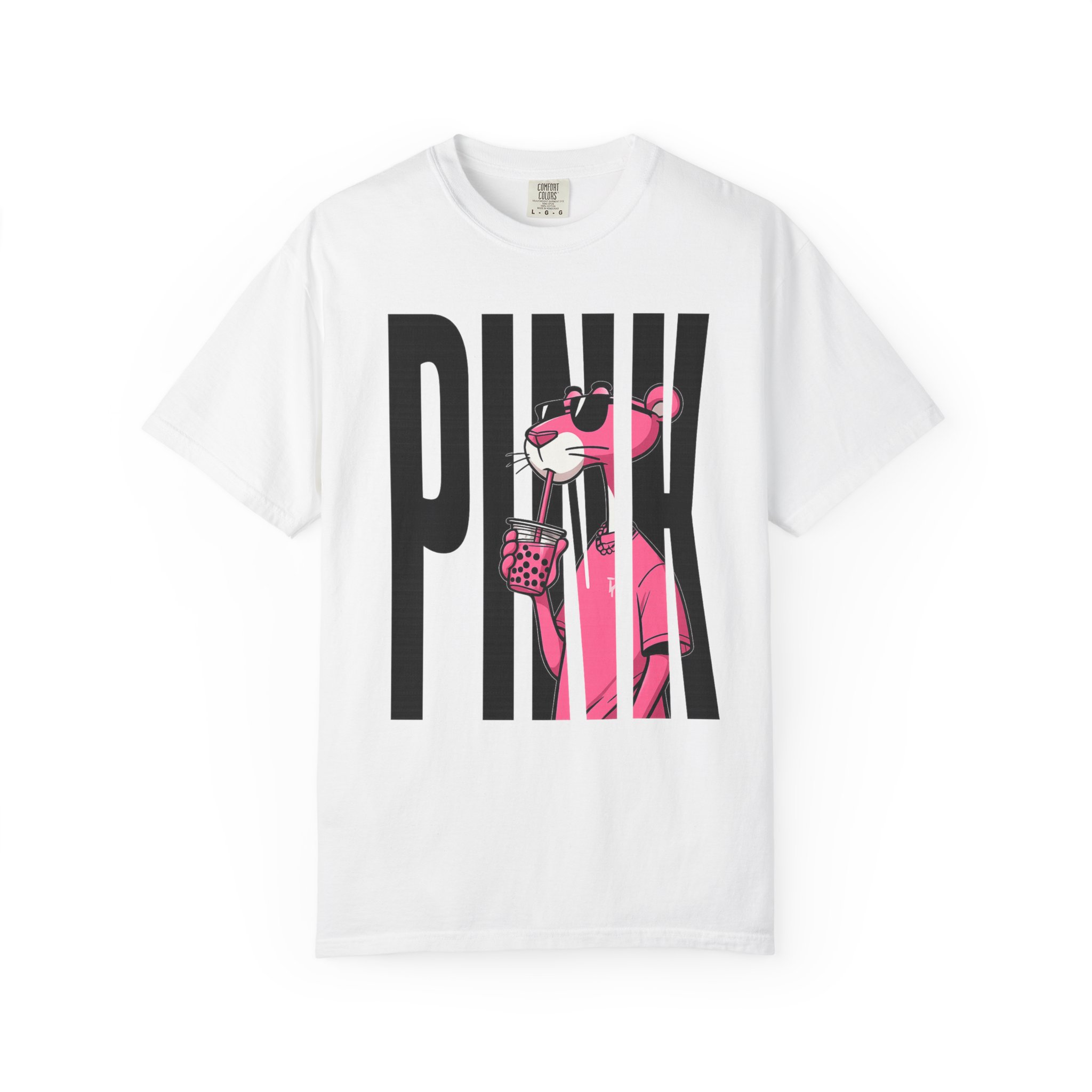 Pink Cartoon Panther T-Shirt with bold retro character graphic