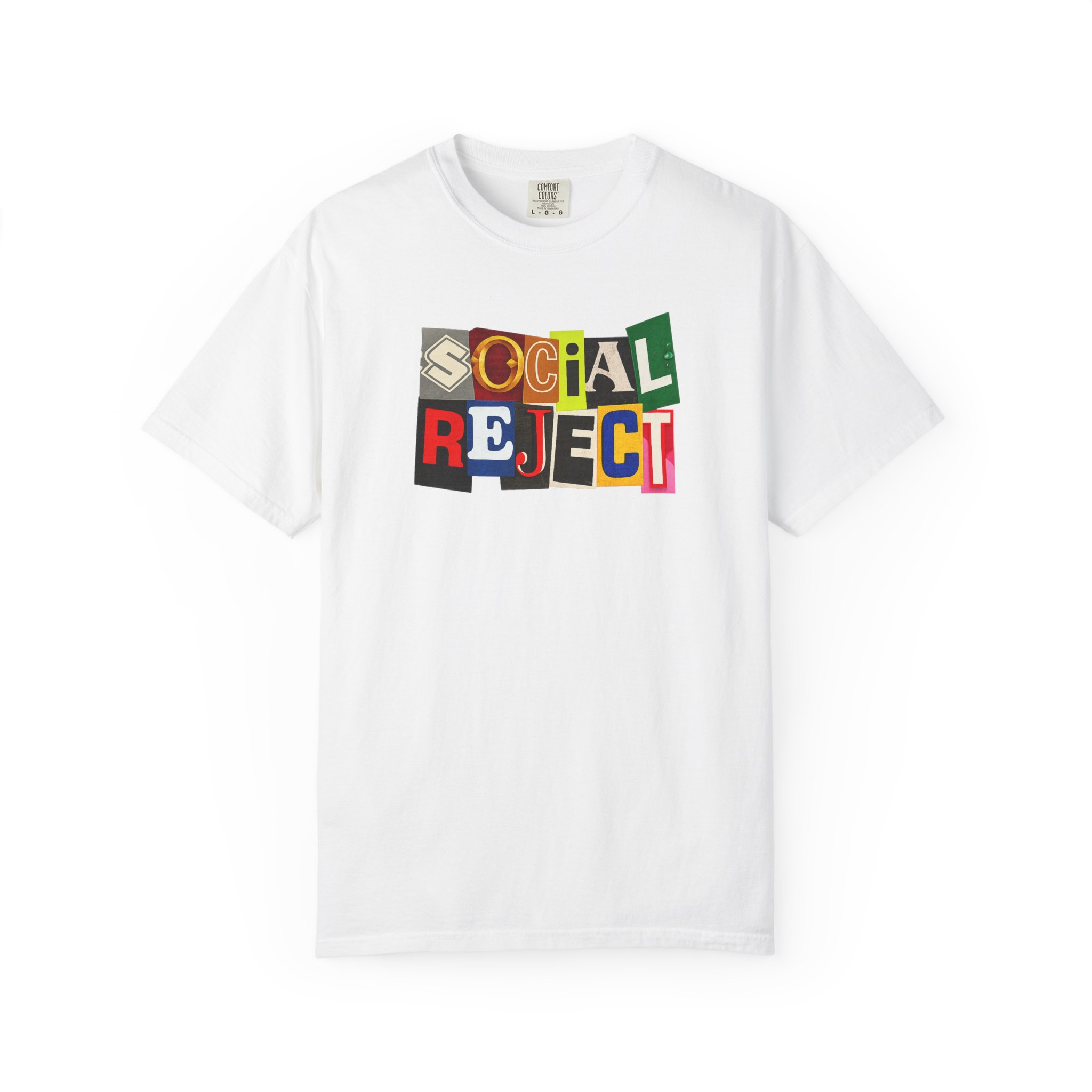 Social Reject Graphic T-Shirt with retro ransom-note lettering Social Reject Graphic T-Shirt with retro ransom-note lettering