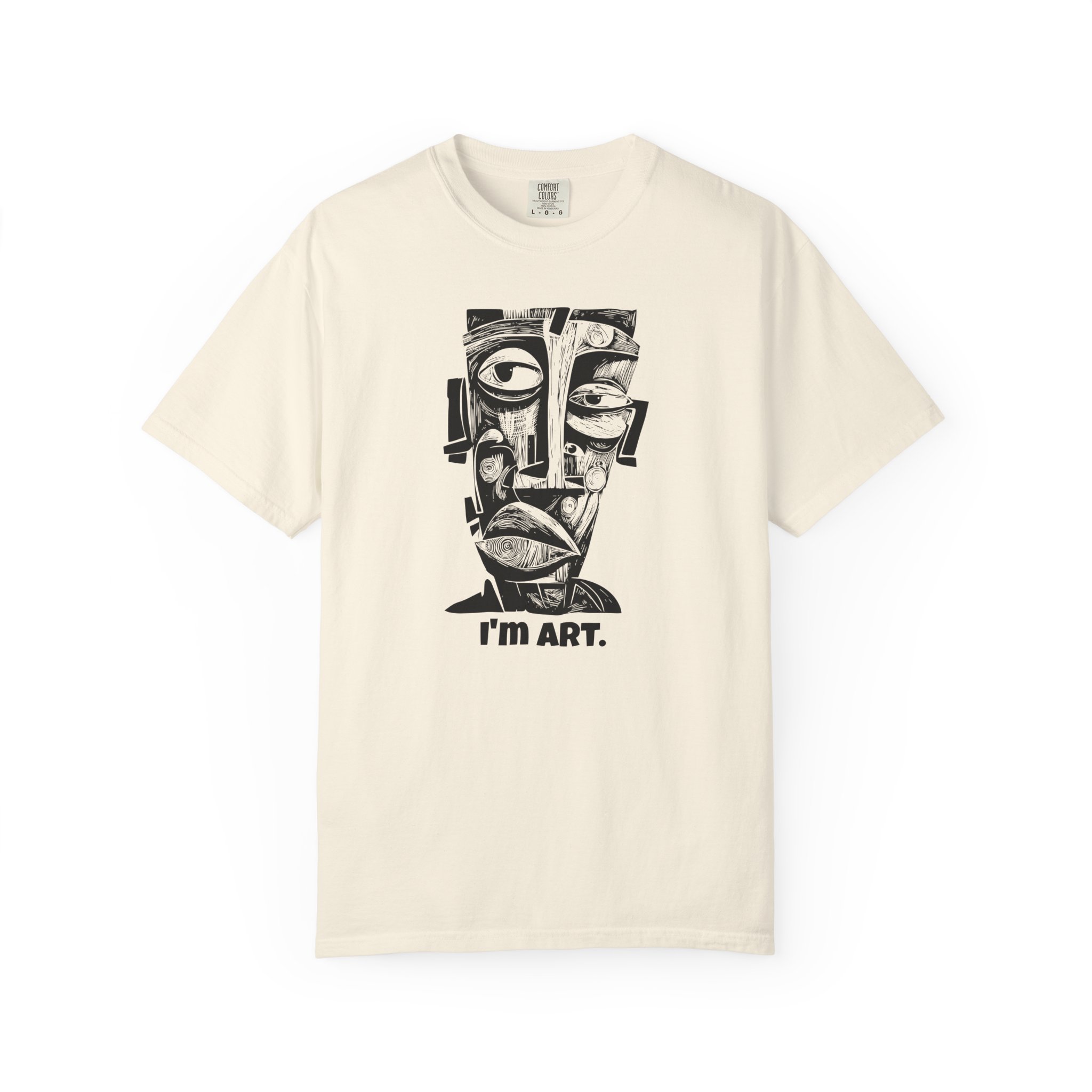 Artistic Face Graphic T-Shirt front view with illustrated face artwork