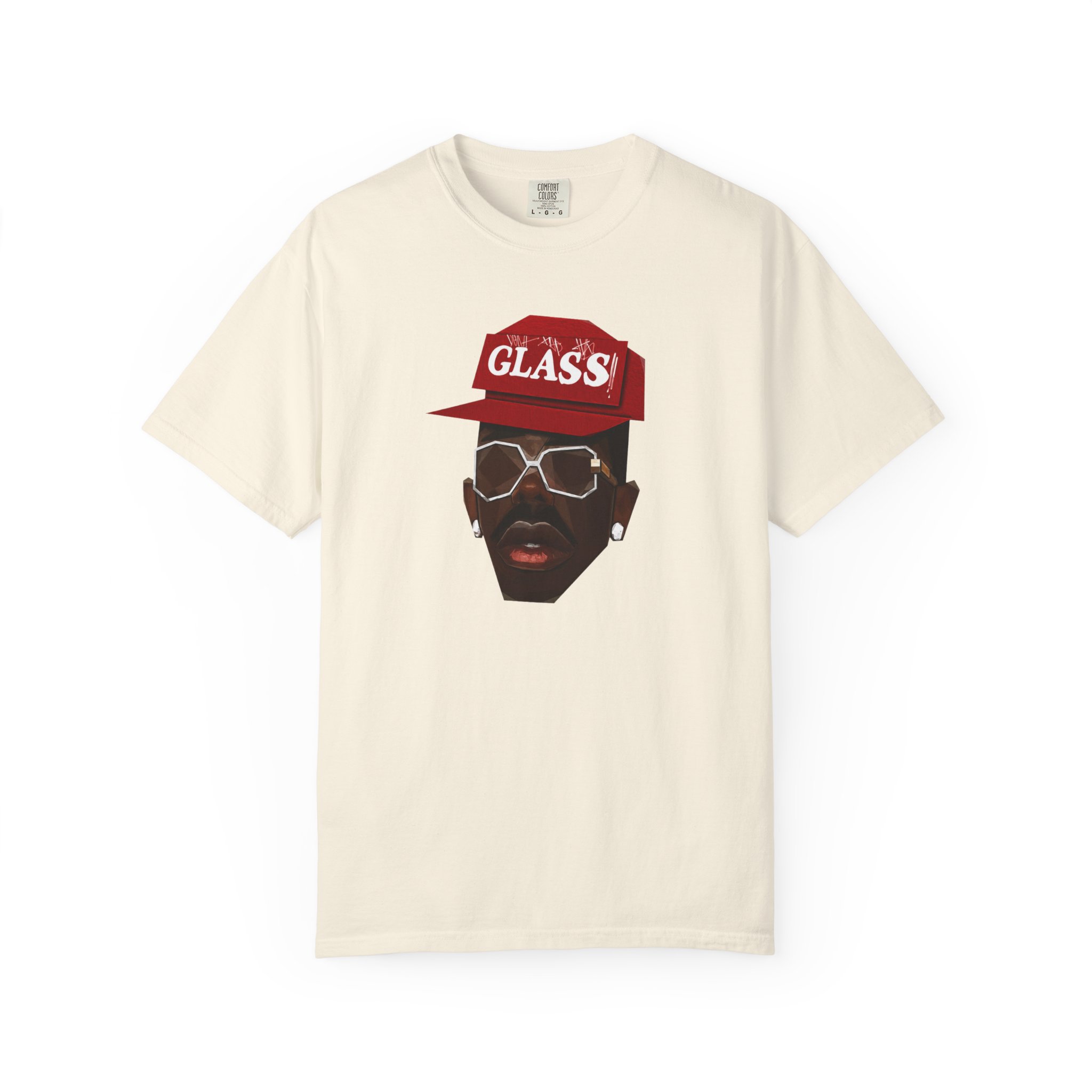Glass Hat Portrait T-Shirt front view with conceptual portrait artwork