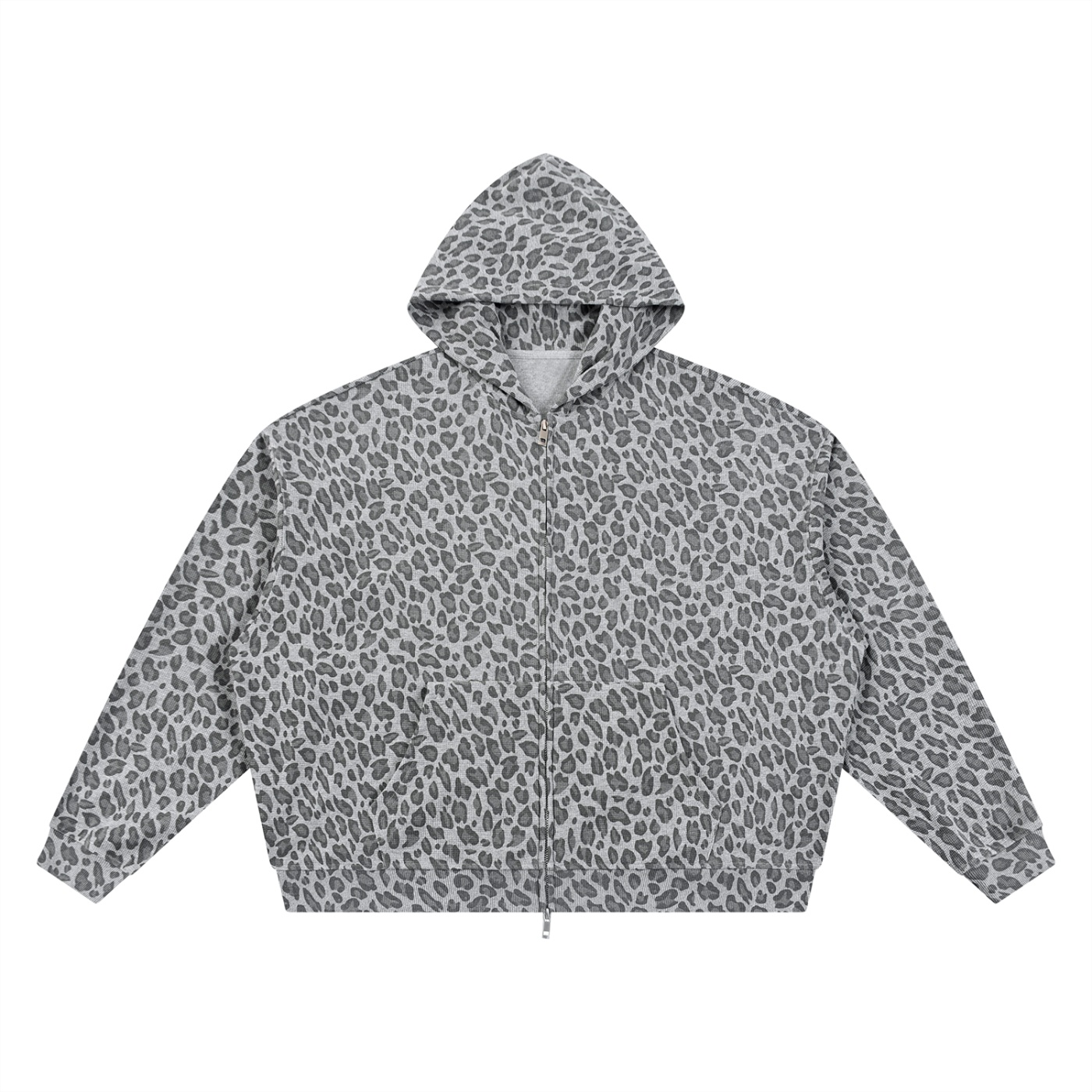 Leopard Waffle Full Zip Hoodie