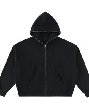 Fleeced Full-Zip Boxy Hoodie