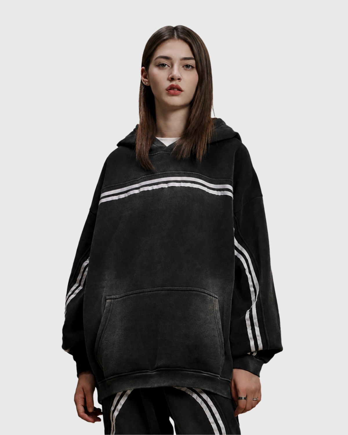 Sun Fade Contrast Tape Fleece Hoodie