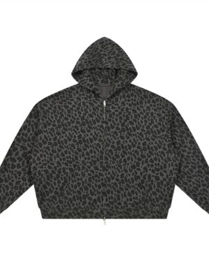 Leopard Waffle Full Zip Hoodie