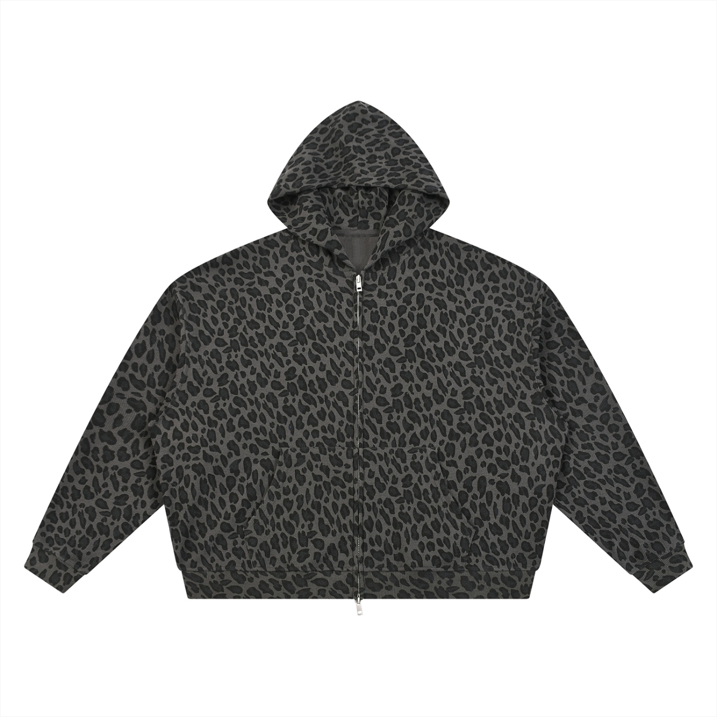 Leopard Waffle Full Zip Hoodie